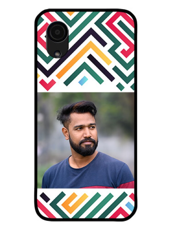Custom Galaxy A03 Core Personalized Glass Phone Case - Colorful Maze Pattern Design