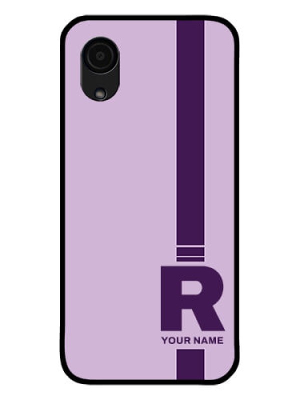 Custom Galaxy A03 Core Photo Printing on Glass Case - Simple dual tone stripe with name Design