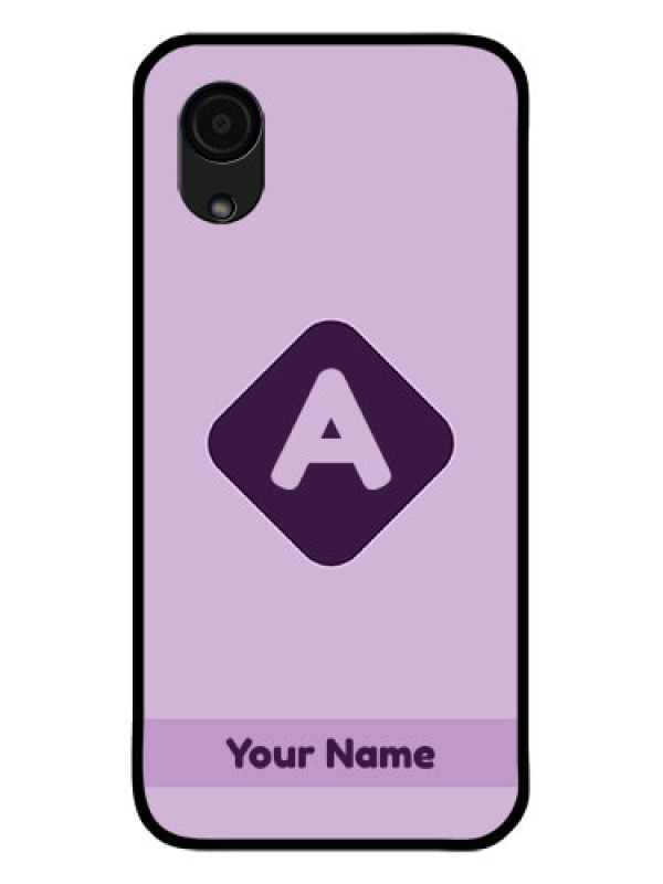 Custom Galaxy A03 Core Custom Glass Mobile Case - Custom Letter in curved badge Design