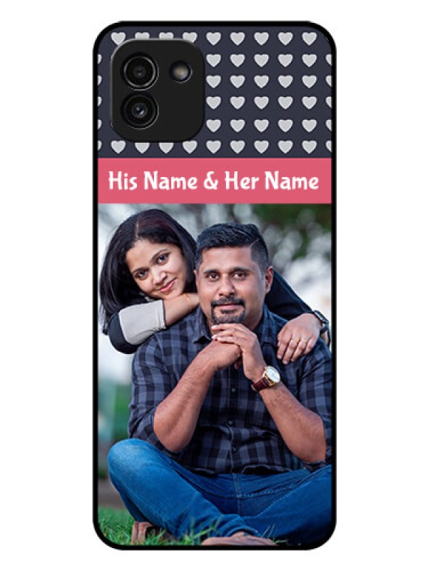 Custom Galaxy A03 Custom Glass Mobile Case - Love Symbols Design