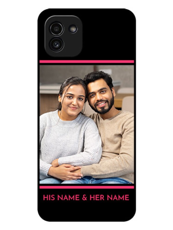 Custom Galaxy A03 Custom Glass Mobile Case - with Add Text Design