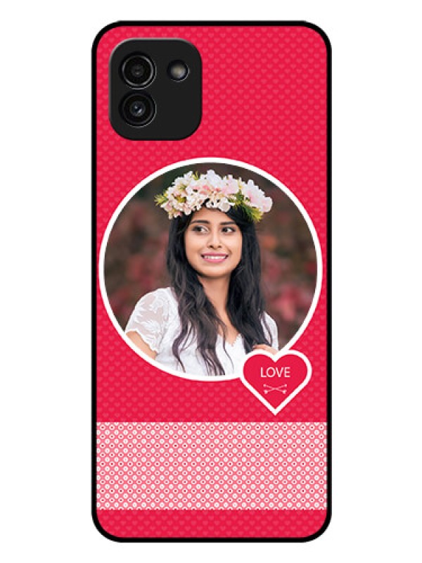 Custom Galaxy A03 Personalised Glass Phone Case - Pink Pattern Design