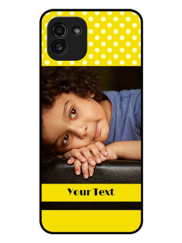 Custom Galaxy A03 Custom Glass Phone Case - Bright Yellow Case Design