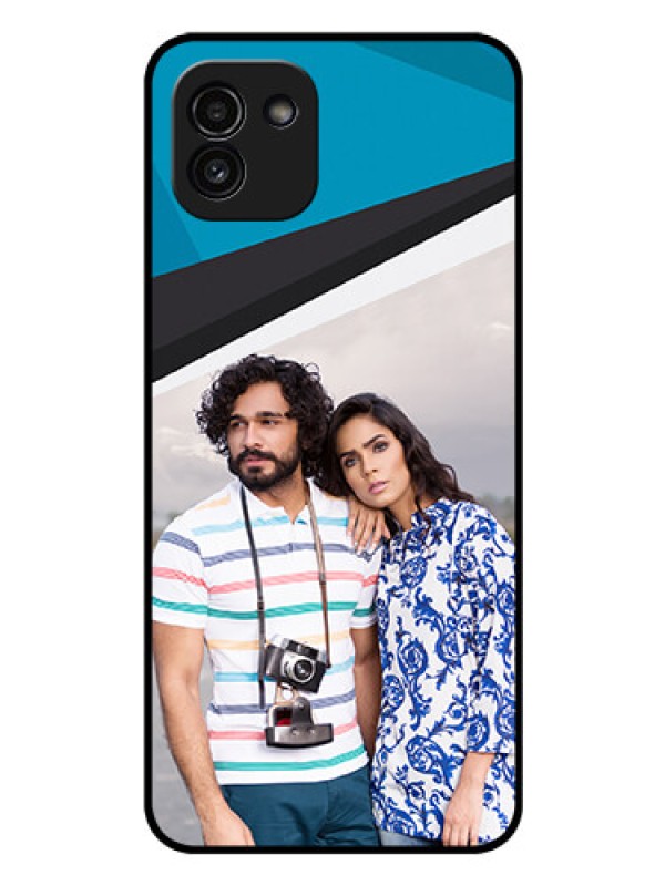 Custom Galaxy A03 Photo Printing on Glass Case - Simple Pattern Photo Upload Design
