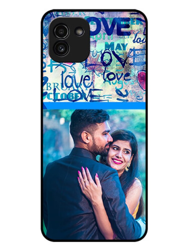 Custom Galaxy A03 Custom Glass Mobile Case - Colorful Love Design