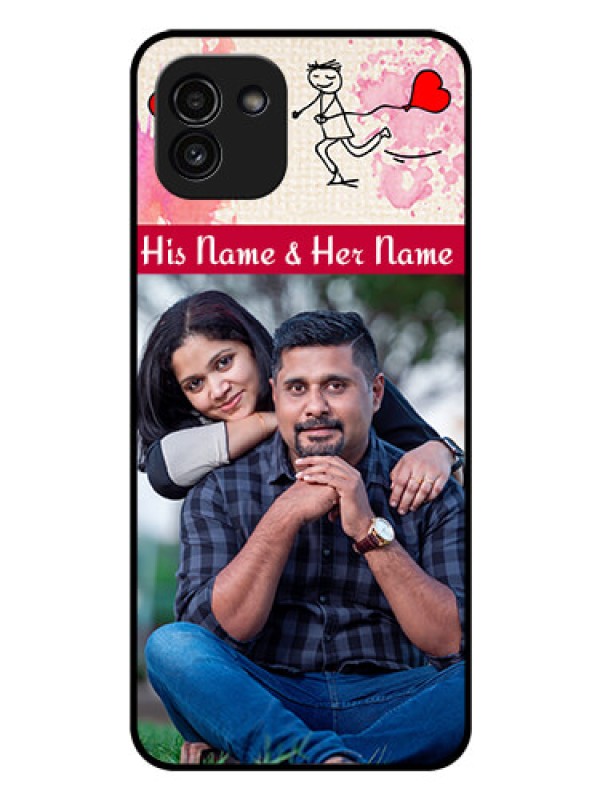 Custom Galaxy A03 Photo Printing on Glass Case - You and Me Case Design