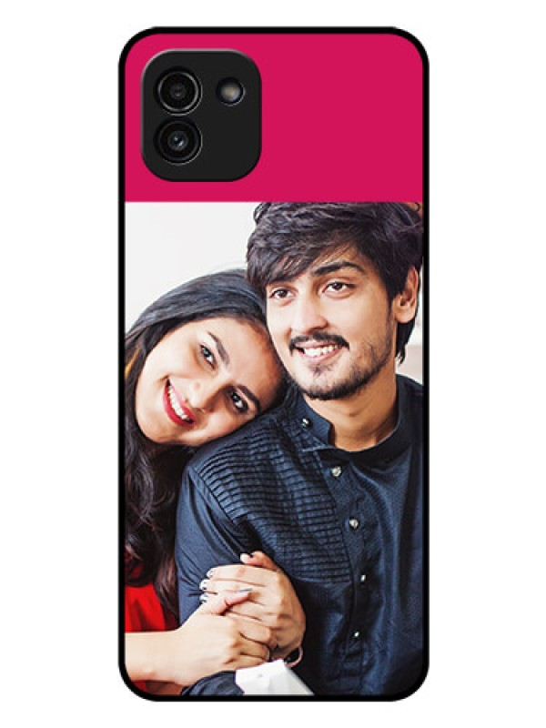 Custom Galaxy A03 Custom Glass Mobile Case - Anniversary Cover Design