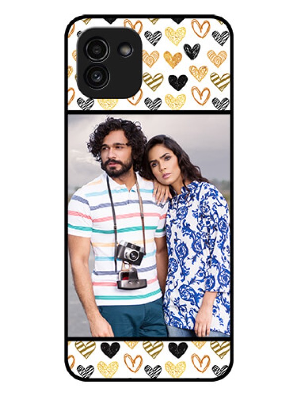 Custom Galaxy A03 Photo Printing on Glass Case - Love Symbol Design