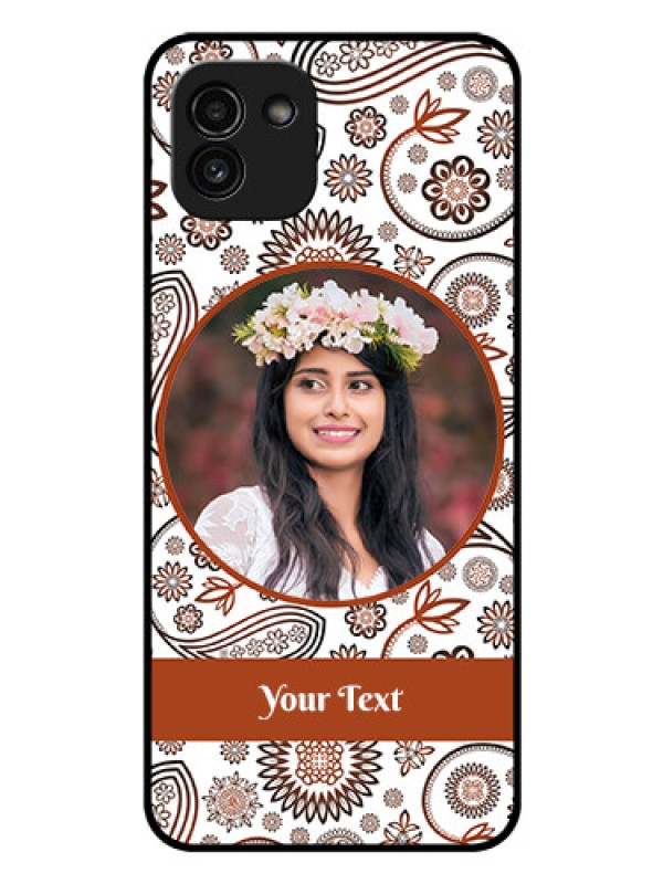 Custom Galaxy A03 Custom Glass Mobile Case - Abstract Flower Design