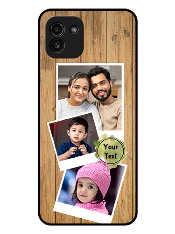 Custom Galaxy A03 Custom Glass Phone Case - Wooden Texture Design