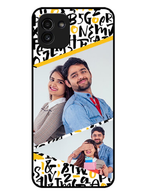 Custom Galaxy A03 Custom Glass Mobile Case - Letters Pattern Design