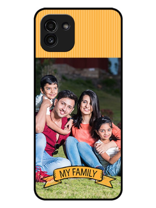 Custom Galaxy A03 Custom Glass Phone Case - My Family Design