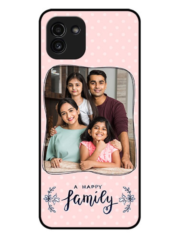 Custom Galaxy A03 Custom Glass Phone Case - Family with Dots Design