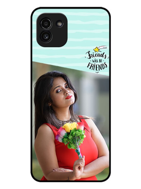 Custom Galaxy A03 Custom Glass Phone Case - Friends Picture Icon Design