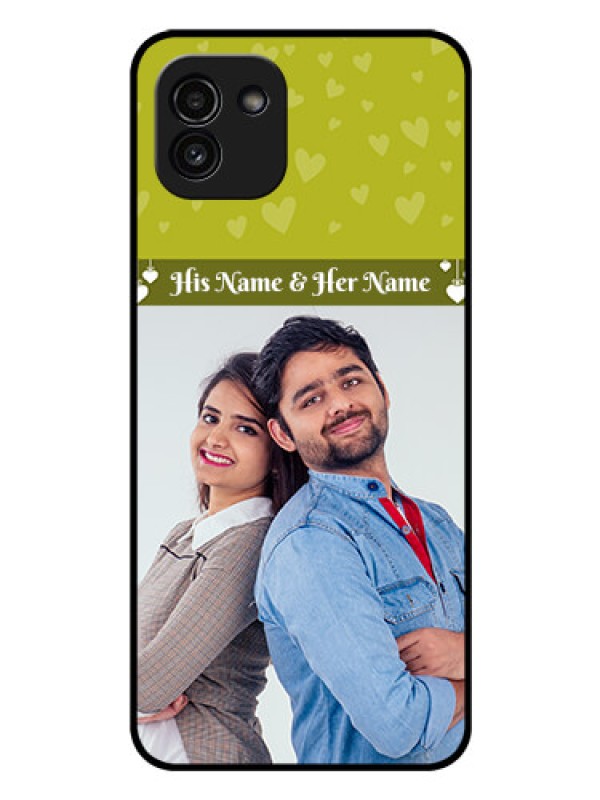 Custom Galaxy A03 Custom Glass Phone Case - You & Me Heart Design