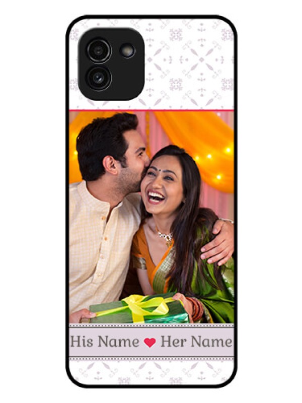 Custom Galaxy A03 Custom Glass Mobile Case - with Photo and Ethnic Design