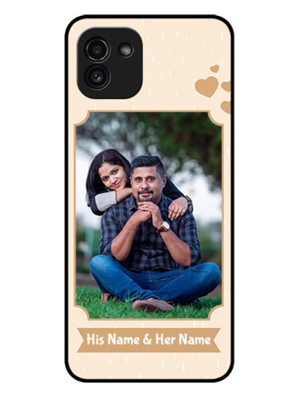 Custom Galaxy A03 Custom Glass Phone Case - with confetti love design