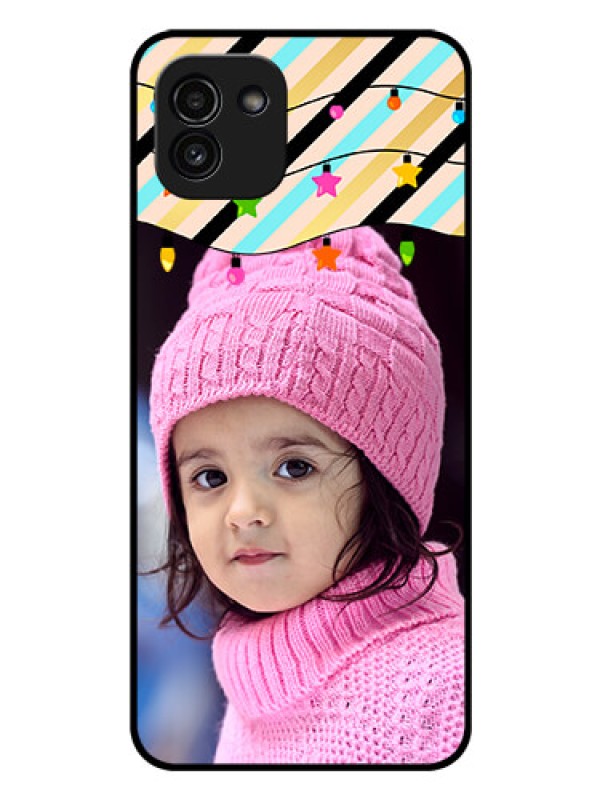 Custom Galaxy A03 Custom Glass Mobile Case - Lights Hanging Design