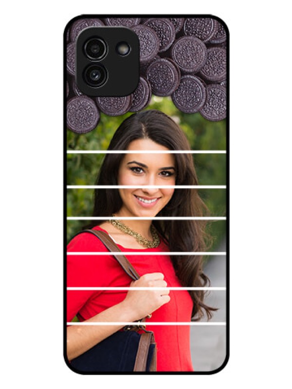 Custom Galaxy A03 Custom Glass Phone Case - with Oreo Biscuit Design