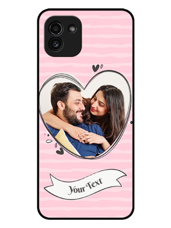 Custom Galaxy A03 Custom Glass Phone Case - Vintage Heart Design