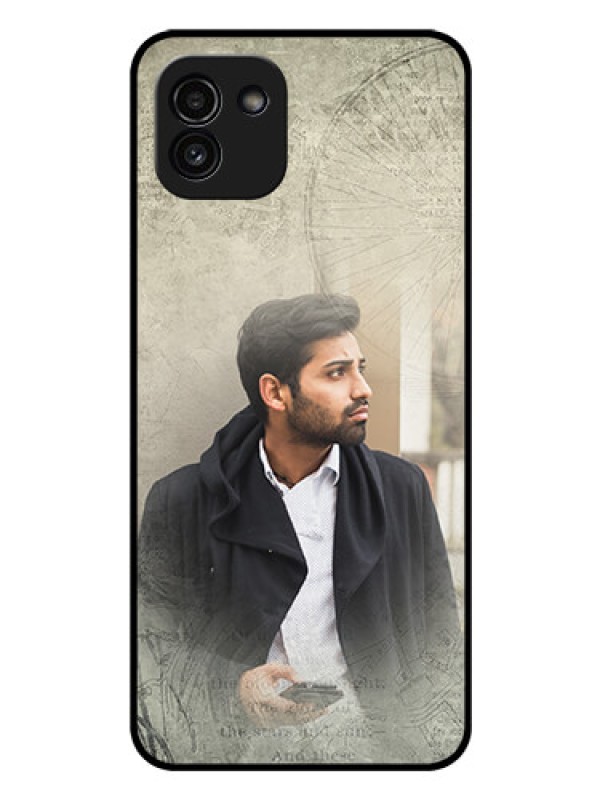 Custom Galaxy A03 Custom Glass Phone Case - with vintage design