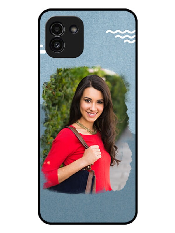 Custom Galaxy A03 Custom Glass Mobile Case - Grunge Line Art Design