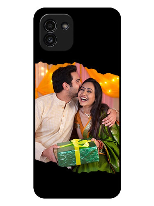 Custom Galaxy A03 Custom Glass Phone Case - Tear-off Design
