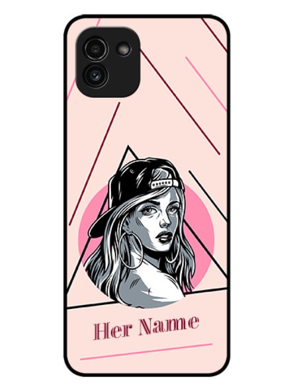 Custom Galaxy A03 Personalized Glass Phone Case - Rockstar Girl Design