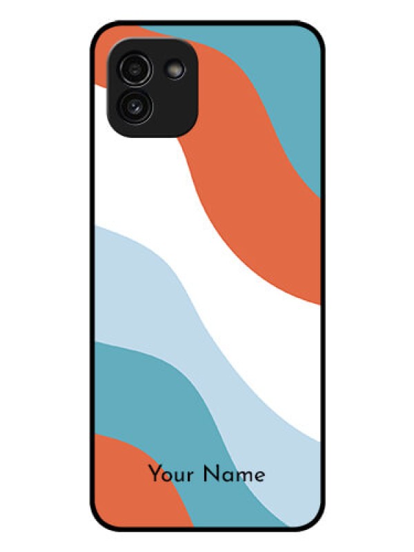 Custom Galaxy A03 Custom Glass Mobile Case - coloured Waves Design