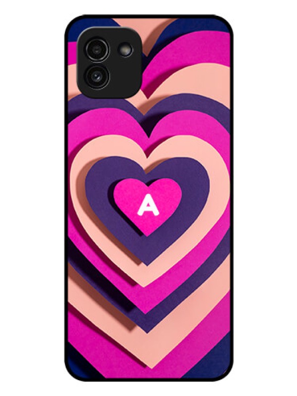Custom Galaxy A03 Custom Glass Mobile Case - Cute Heart Pattern Design