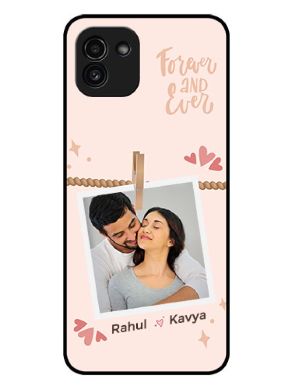 Custom Galaxy A03 Custom Glass Phone Case - Forever and ever love Design