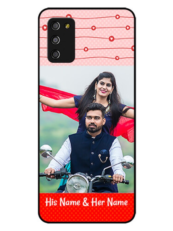 Custom Galaxy A03s Personalized Glass Phone Case - Red Pattern Case Design
