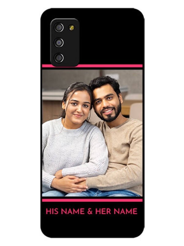 Custom Galaxy A03s Custom Glass Mobile Case - with Add Text Design