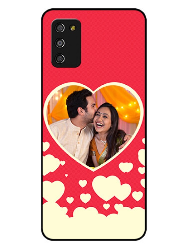 Custom Galaxy A03s Custom Glass Mobile Case - Love Symbols Phone Cover Design
