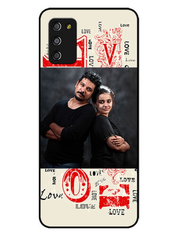 Custom Galaxy A03s Photo Printing on Glass Case - Trendy Love Design Case