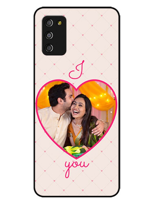 Custom Galaxy A03s Custom Glass Mobile Case - Heart Shape Design