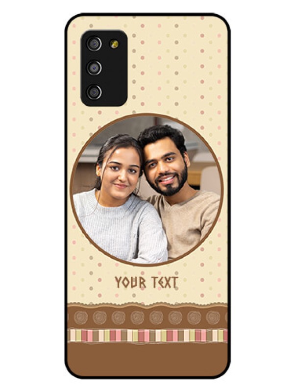 Custom Galaxy A03s Custom Glass Mobile Case - Brown Dotted Mobile Case Design