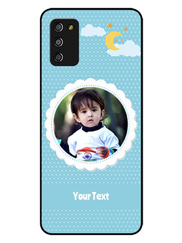 Custom Galaxy A03s Personalised Glass Phone Case - Violet Pattern Design