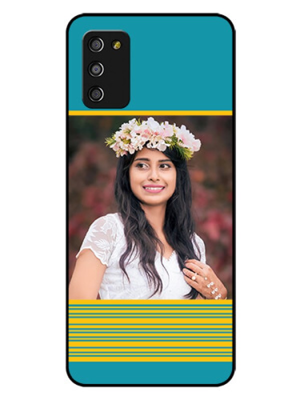 Custom Galaxy A03s Custom Glass Phone Case - Yellow & Blue Design 