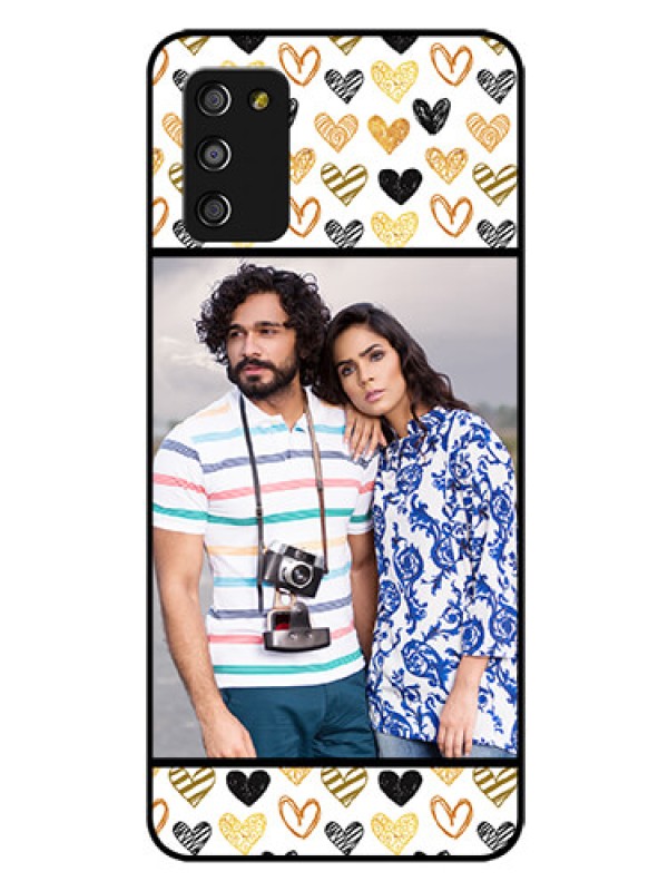 Custom Galaxy A03s Photo Printing on Glass Case - Love Symbol Design