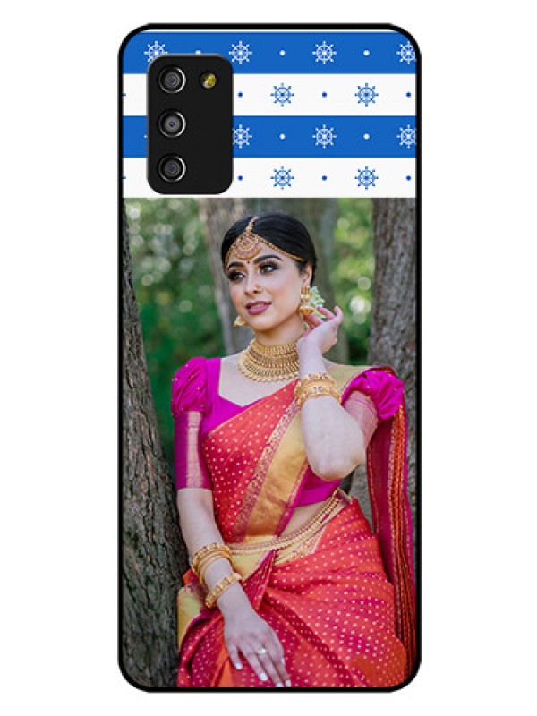 Custom Galaxy A03s Photo Printing on Glass Case - Snow Pattern Design