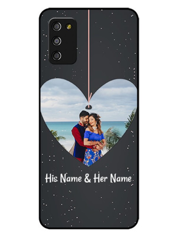 Custom Galaxy A03s Custom Glass Phone Case - Hanging Heart Design
