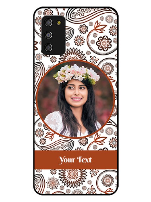 Custom Galaxy A03s Custom Glass Mobile Case - Abstract Floral Design 