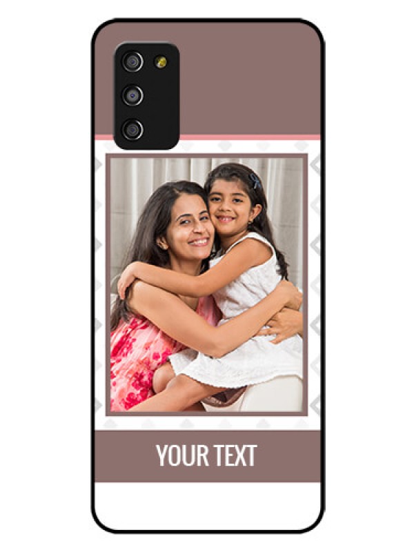 Custom Galaxy A03s Photo Printing on Glass Case - Simple Diamond Design