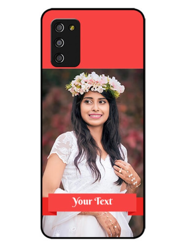Custom Galaxy A03s Custom Glass Phone Case - Simple Red Color Design
