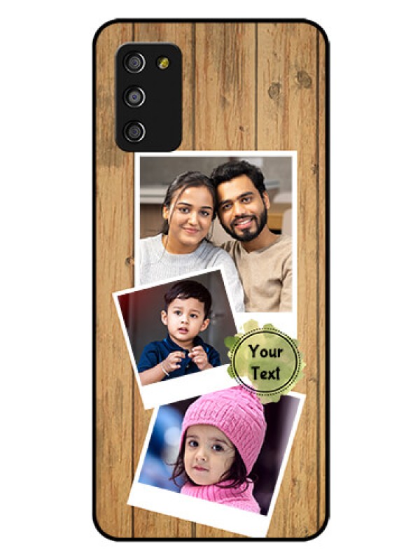 Custom Galaxy A03s Custom Glass Phone Case - Wooden Texture Design