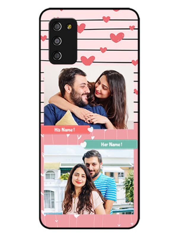 Custom Galaxy A03s Custom Glass Mobile Case - Photo with Heart Design