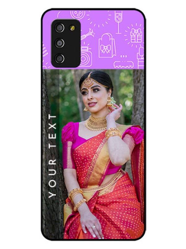Custom Galaxy A03s Custom Glass Mobile Case - Birthday Icons Design