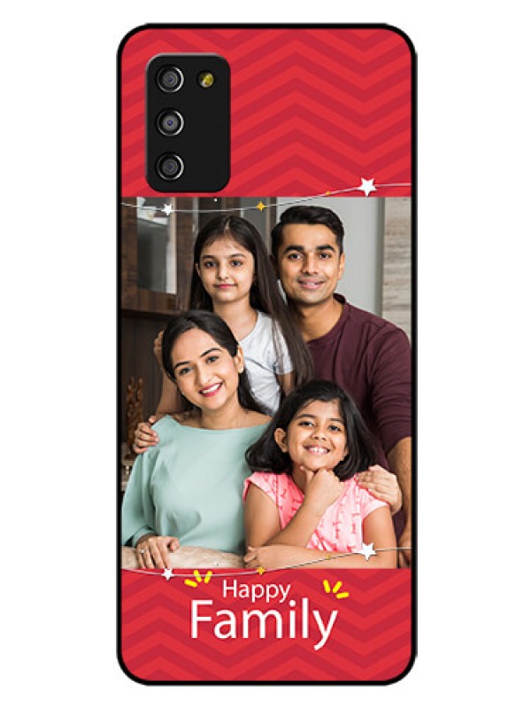 Custom Galaxy A03s Personalized Glass Phone Case - Happy Family Design