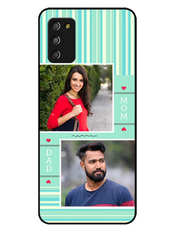 Custom Galaxy A03s Custom Glass Phone Case - Mom & Dad Pic Design